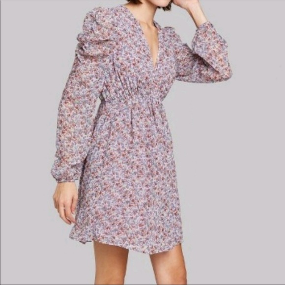 wild fable Dresses & Skirts - WildFable Floral puffed sleeve purple dress